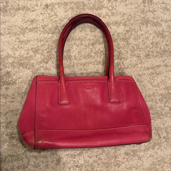 Vintage Coach  Pink Leather Tote Purse
Turnlock Satchel Shoulder Bag - Picture 9 of 16